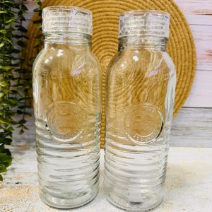 بطری آب شیشه ای روستیک کوتاه لیمون