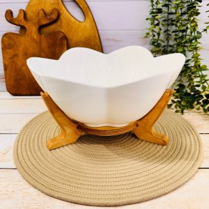 کاسه سرامیکی پایه چوبی مدل گل
