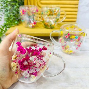 ماگ دوجداره گل رنگی