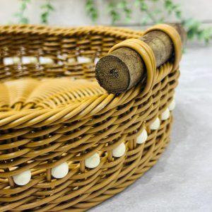 سبد حصیری مهره دار گرد