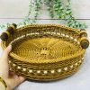 سبد حصیری مهره دار گرد