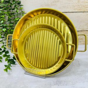 تابه گریل دسته دار استیل طلایی