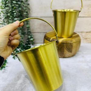 سطل یخ استیل طلایی