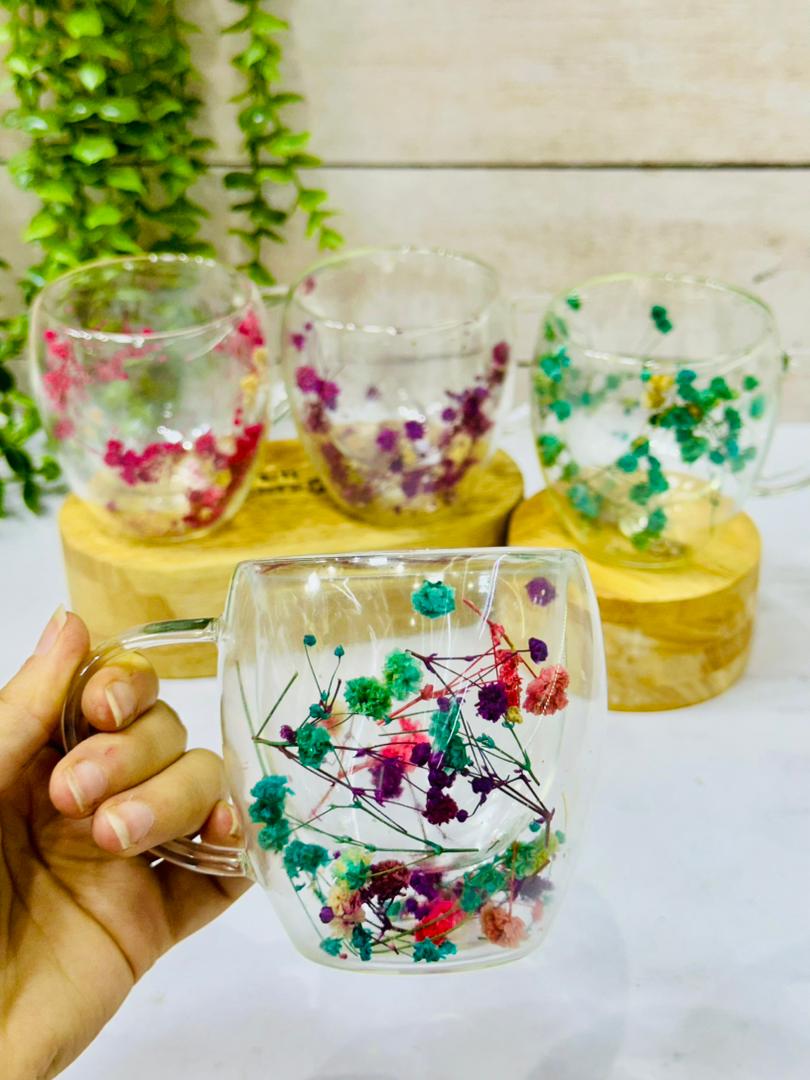 ماگ دوجداره گل رنگی